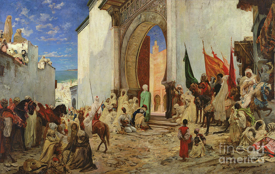 Entry Of The Sharif Of Ouezzane Into The Mosque, 1876 Painting by Georges Clairin