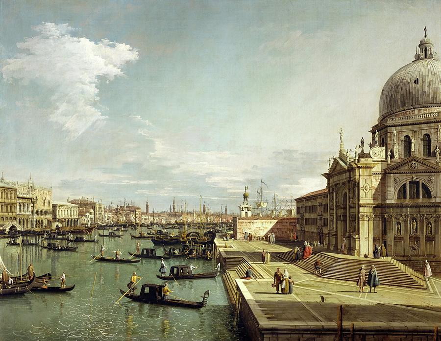 Canaletto Painting - Entry to the Canal Grande and the church Sta.Maria Salute in Venice. by Canaletto -1697-1768-