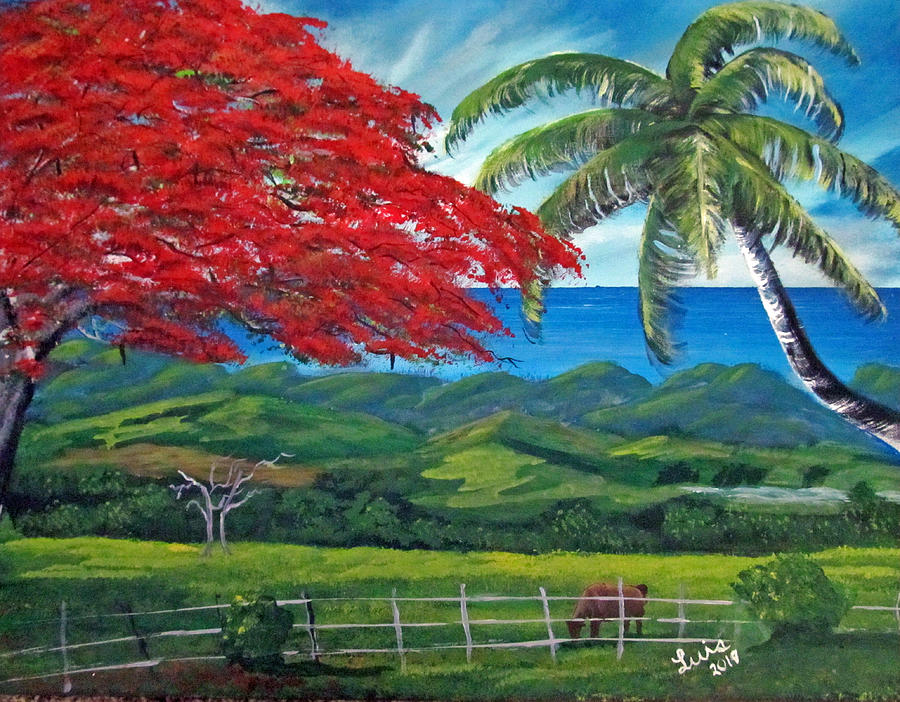 Flamboyan Tree Painting - Envigorating by Luis F Rodriguez