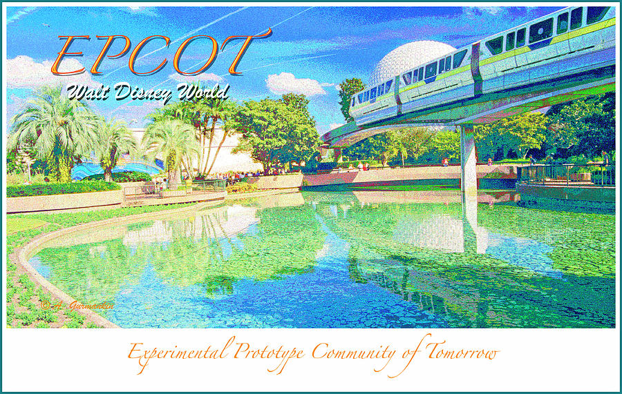 EPCOT Monorail and Reflecting Pool Photograph by A Macarthur Gurmankin