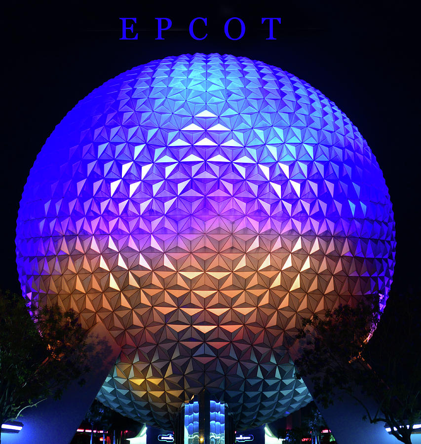 Epcot Photograph - Epcot poster work blue by David Lee Thompson