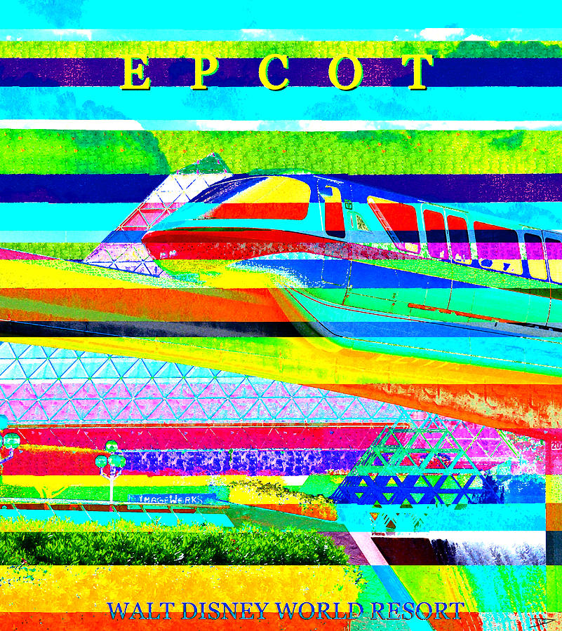 Epcot retro modern art Mixed Media by David Lee Thompson - Fine Art America