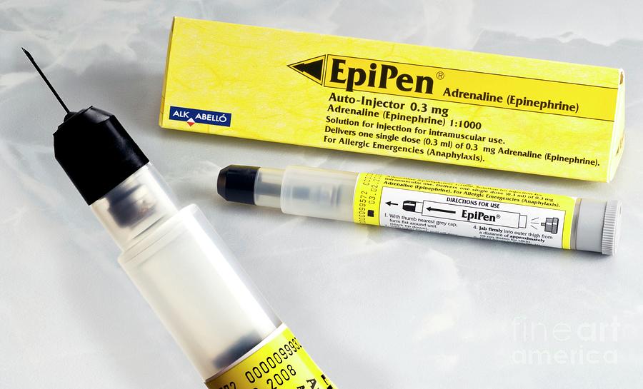 Device Photograph - Epipen Adrenaline Syringe And Packaging by Martyn F. Chillmaid/science Photo Library