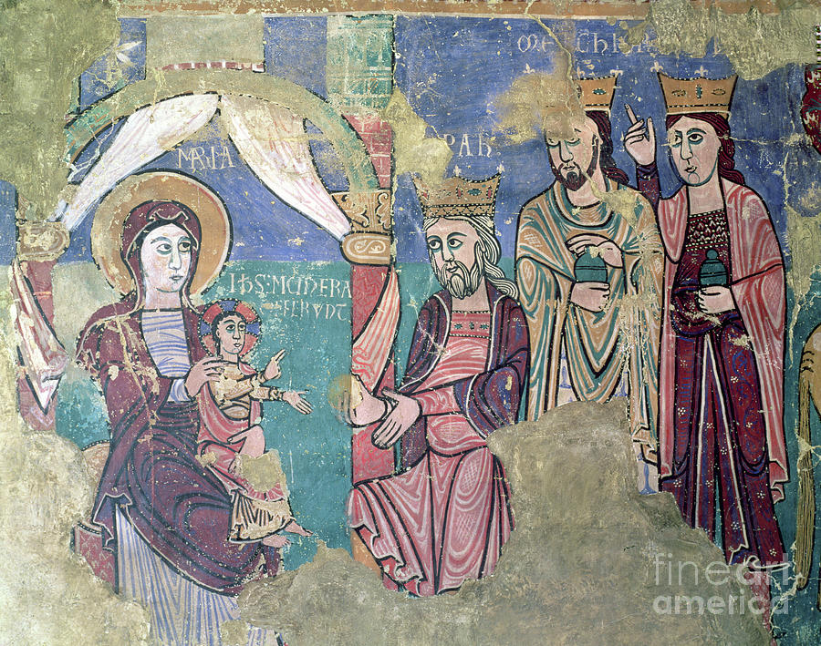 Byzantine Painting - Epiphany Mural From The Church At Navasa, Huesca, 12th Century by Spanish School