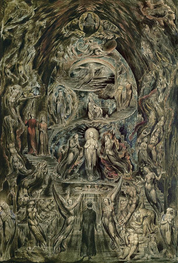 Epitome of James Hearveys Meditation among the tombs. -1820-1825-. Painting by William Blake -1757-1827-