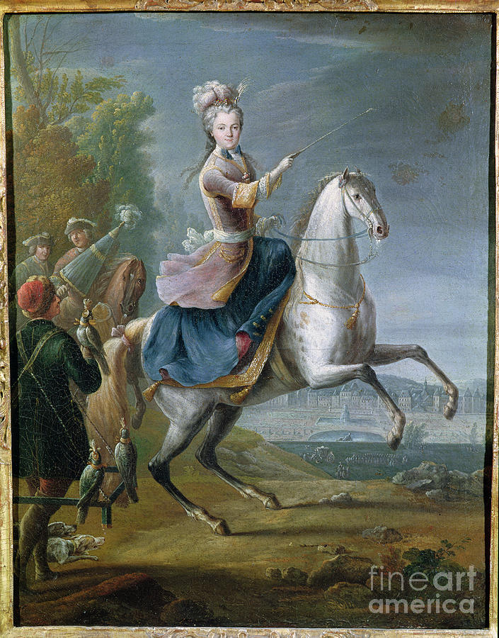 Equestrian Portrait Of Maria Leszczynska Painting by Jean-baptiste Martin
