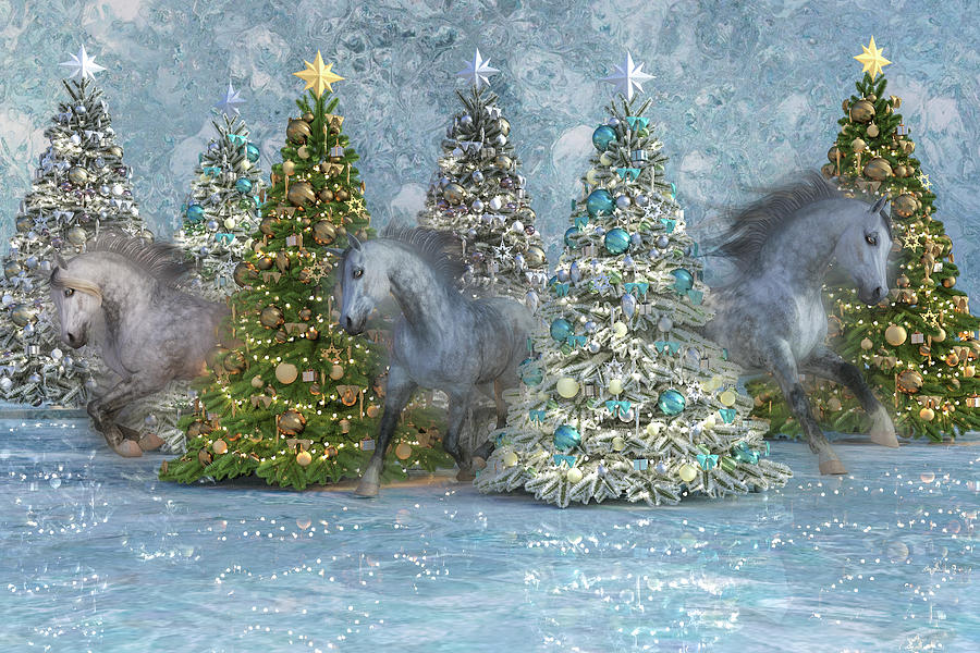 Christmas Digital Art - Equine Holiday Spirits by Betsy Knapp