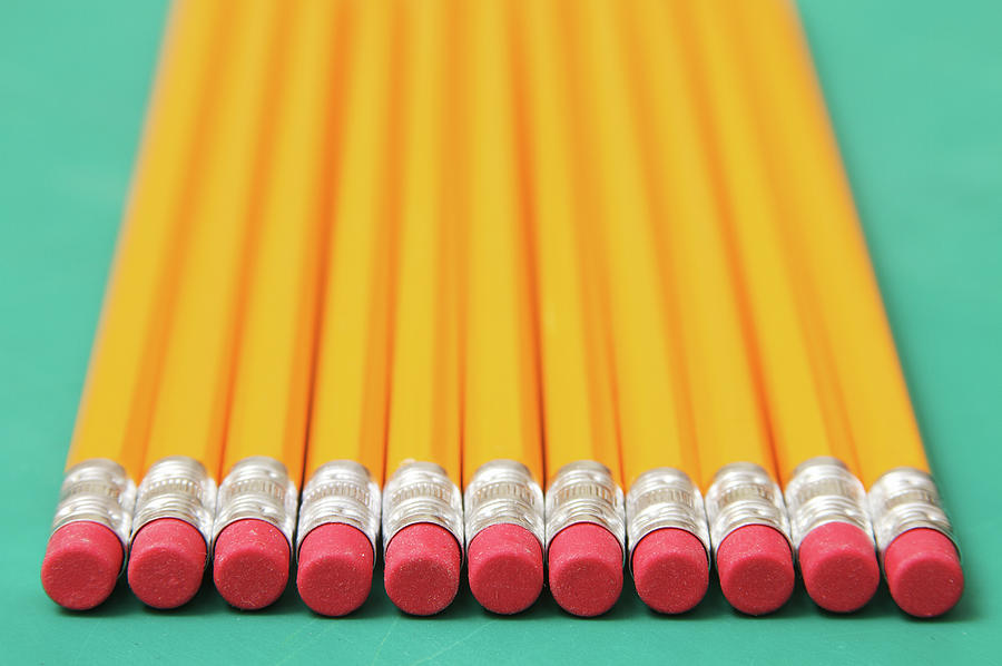 Education Photograph - Eraser-tipped Pencils by Jon Schulte