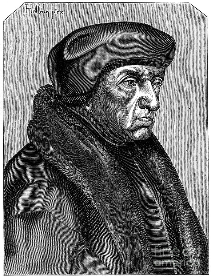 Erasmus 1469-1536, Dutch Humanist Drawing by Print Collector