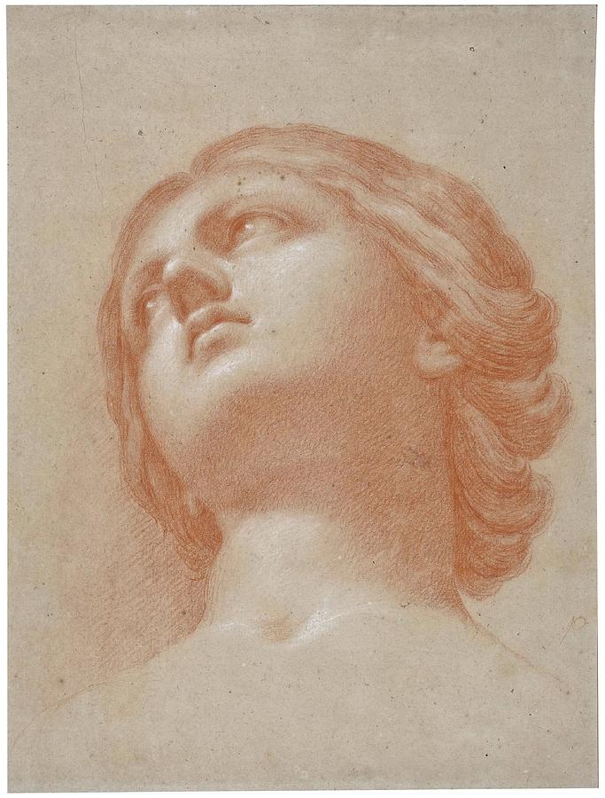 Erato -?-. Before 1769. White chalk, Red chalk on dark toned paper. Painting by Francisco Bayeu y Subias -1734-1795-