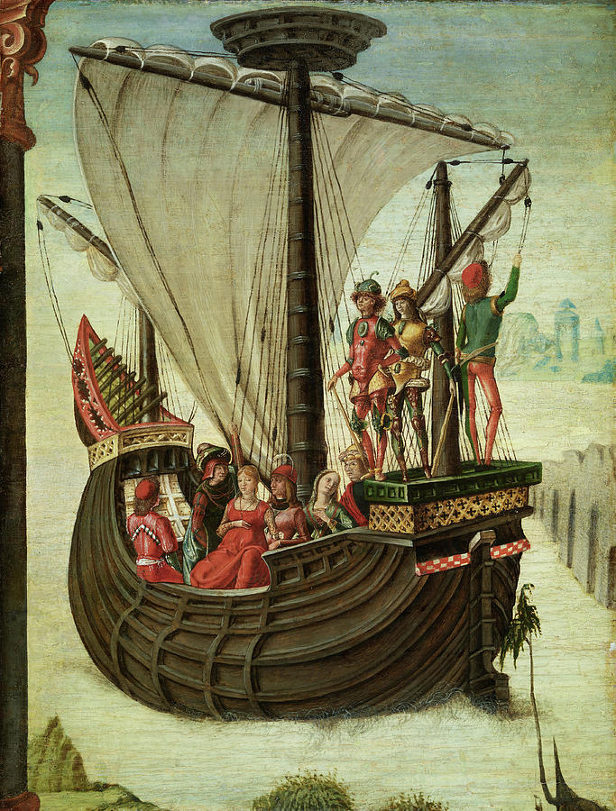 Ercole de Roberti -Ferrara, 1455/56-1496-. The Argonauts Leaving Colchis -ca. 1480-. Tempera an... Painting by Ercole de Roberti -1451-1496-