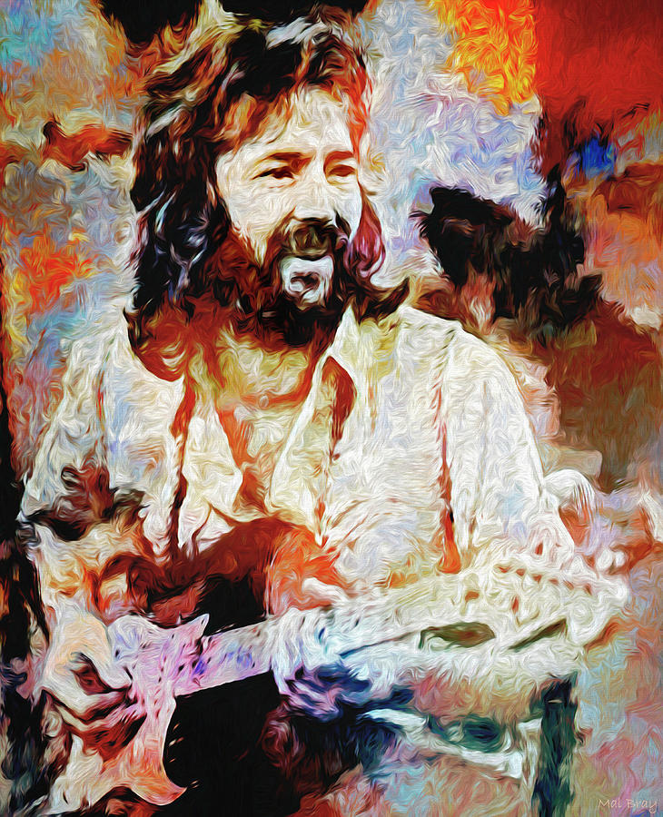 Eric Clapton Guitar Player Mixed Media by Mal Bray