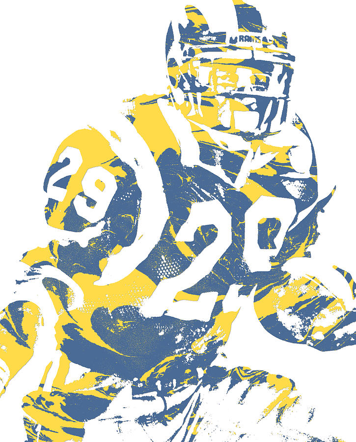 Marshall Faulk LOS ANGELES RAMS ABSTRACT ART 10 Mixed Media by Joe