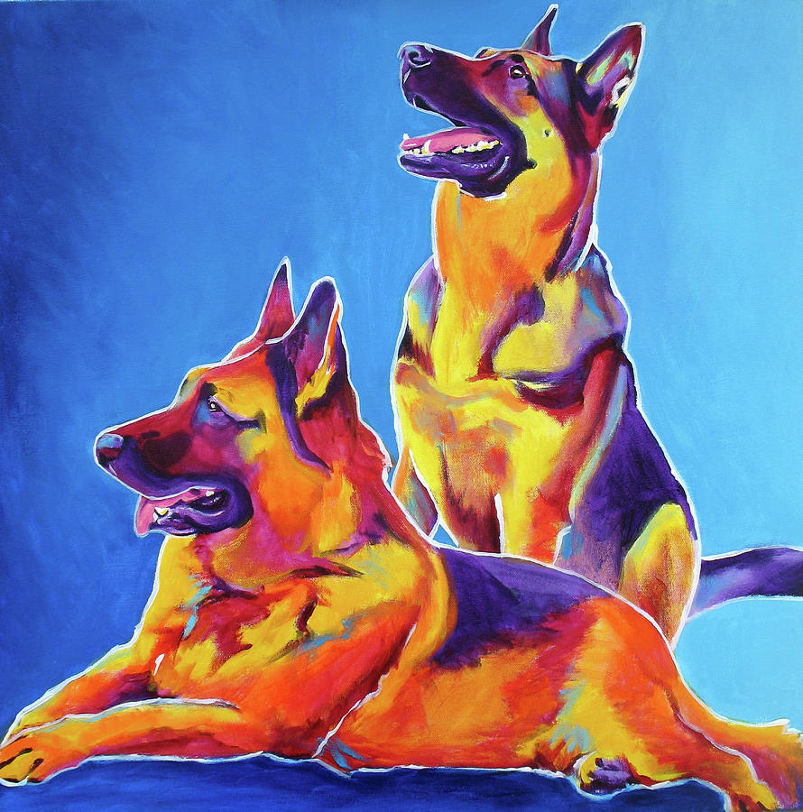 Dog Painting - Erin & Eiko by Dawgart