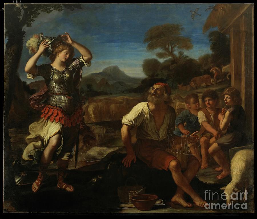 Cow Painting - Erminia And The Shepherds, 1648 by Guercino