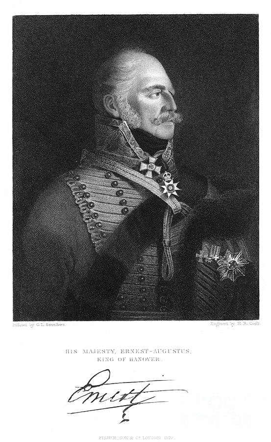 Ernest Augustus, King Of Hanover, 1837 Drawing by Print Collector