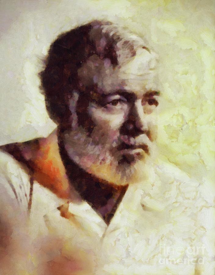 Vintage Painting - Ernest Hemingway, Literary Legend by Esoterica Art Agency