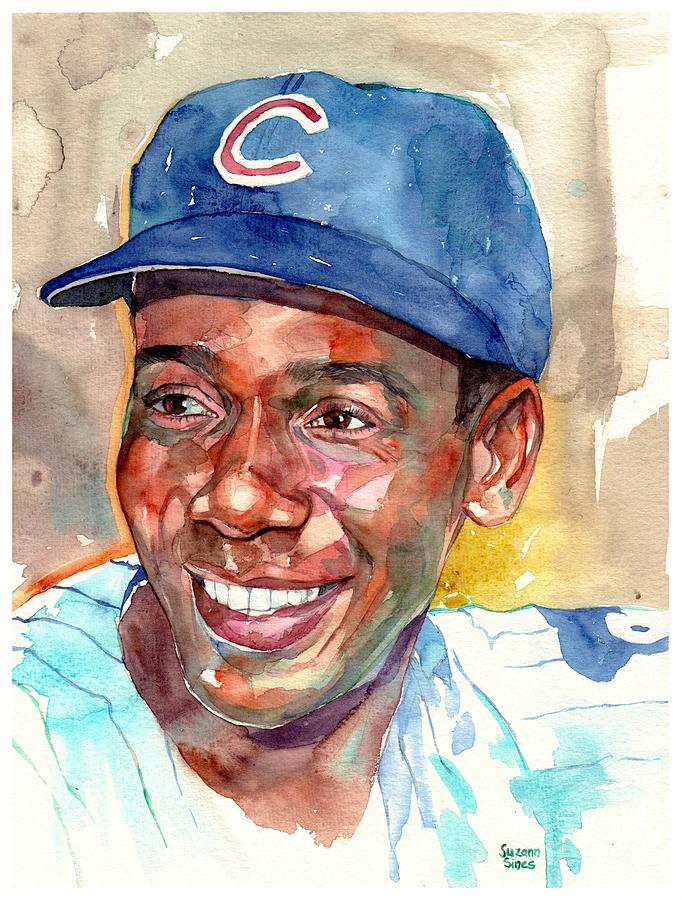 Ernie Banks Painting - Ernie Banks Portrait by Suzann Sines