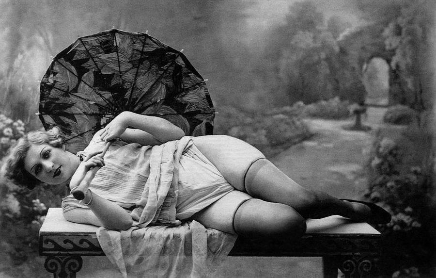 Erotic Photo Of A Woman Wearing Underwear, Postcard, 1910s Photograph by Unknown