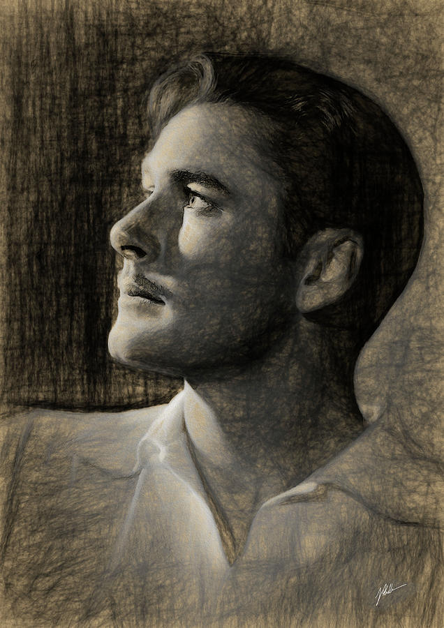 Errol Flynn in pencil Digital Art by Joaquin Abella