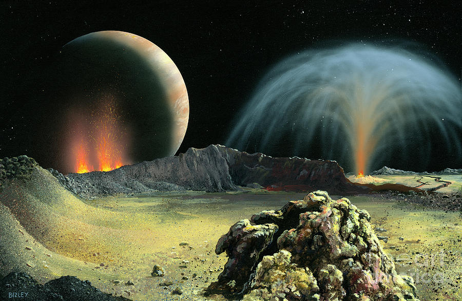 Eruptions On Jupiters Moon Io Photograph by Richard Bizley/science Photo Library