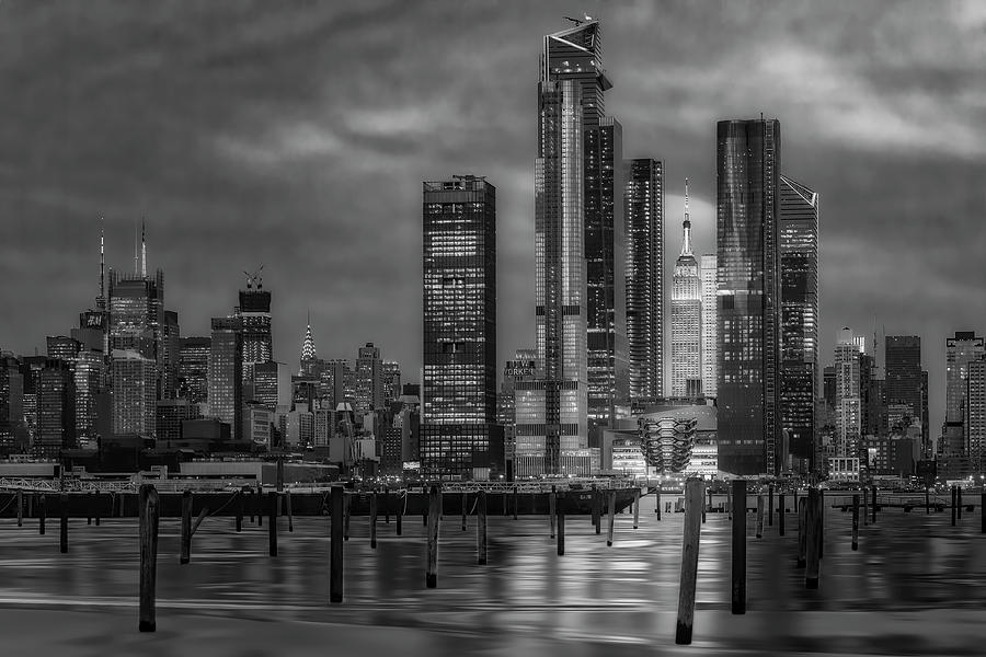 ESB NYC Hudson Yards Skyline BW Photograph by Susan Candelario