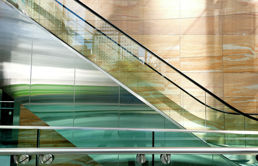 Escalator In Office Building Photograph by Pidjoe