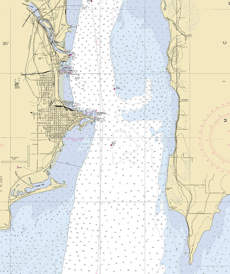 Escanada Lake Michigan Nautical Chart Mixed Media By Sea Koast Pixels