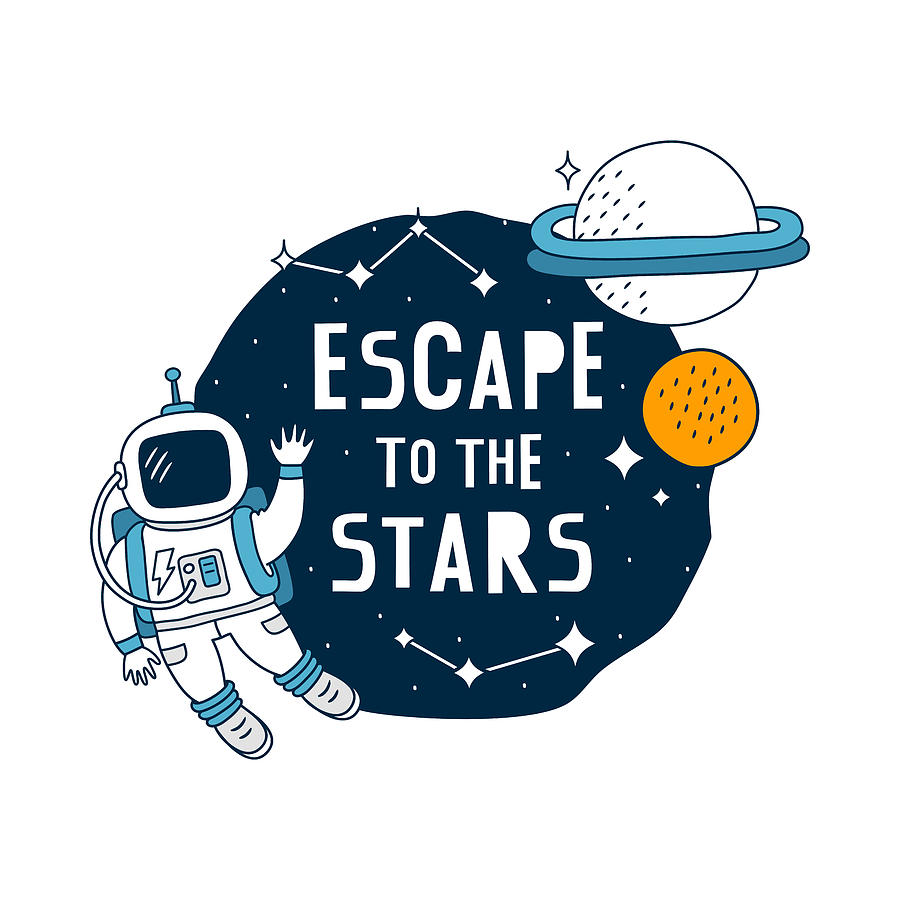 Escape To The Stars - Baby Room Nursery Art Poster Print by Dadada Shop Escape To The Stars - Baby Room Nursery Art Poster Print by Dadada Shop