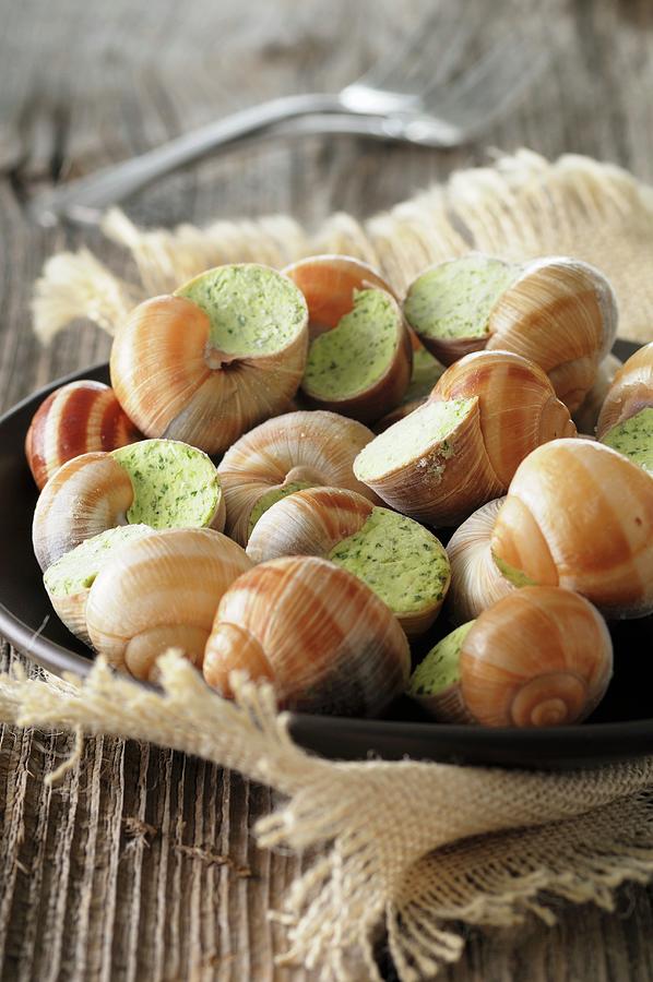 Escargot On Serving Dish Photograph by Jean-christophe Riou - Fine Art ...