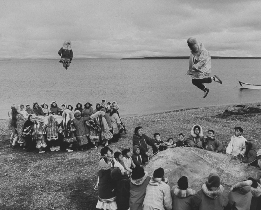 Eskimos Using Homemade Trampolines To Ce Photograph by Ralph Crane Eskimos Using Homemade Trampolines To Ce Photograph by Ralph Crane