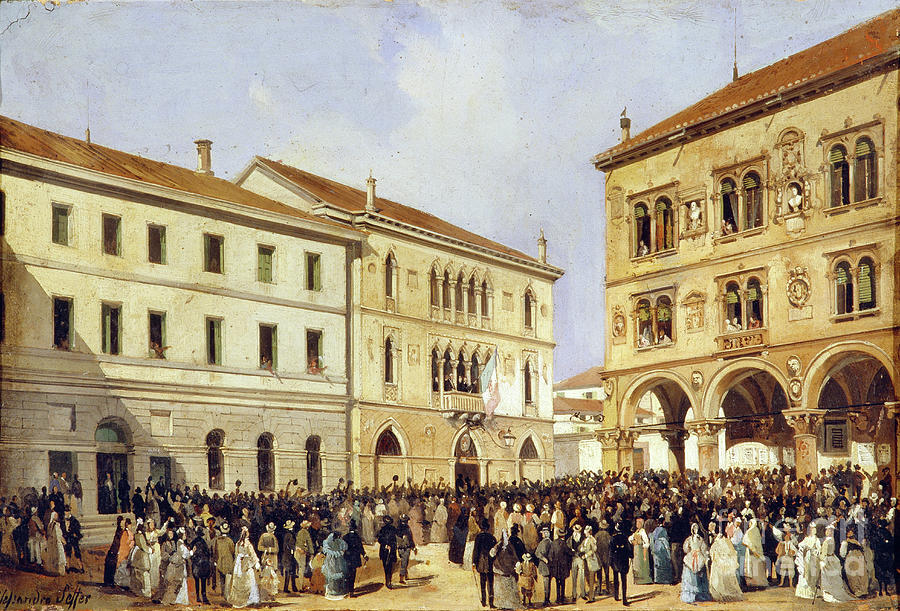 Esposizione Del Tricolore In Piazza Drawing by Heritage Images