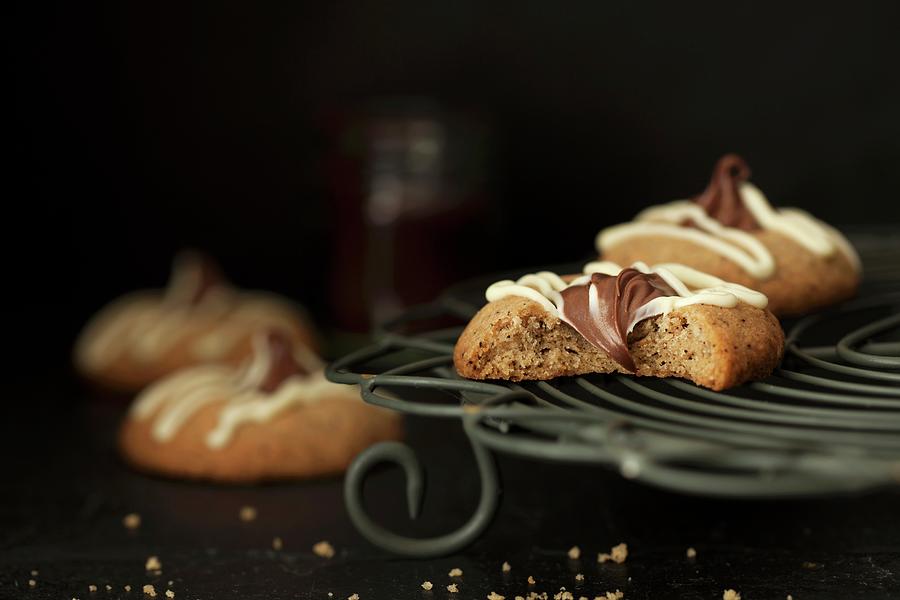 Espresso And Hazelnut Cookies With Nougat Cream Photograph by Jane Saunders
