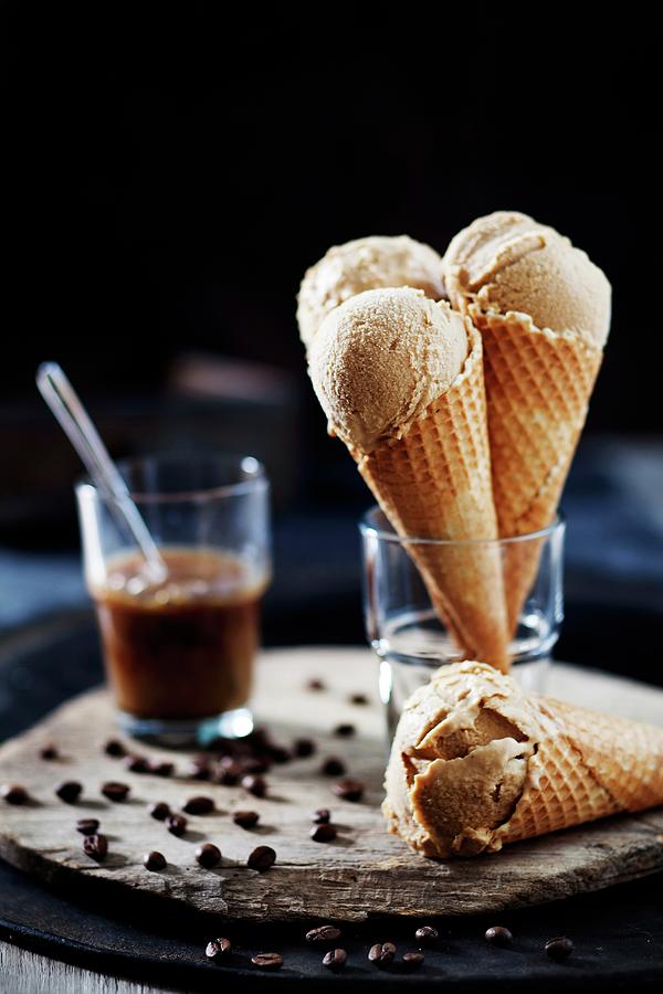 Espresso-caramel Ice Cream In Cones Photograph by Sabrina Sue Daniels