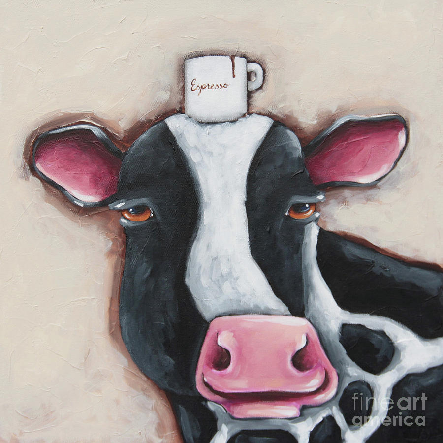 Espresso Cow Painting by Lucia Stewart
