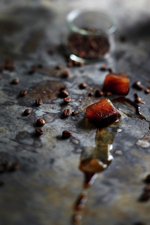 Espresso Ice Cubes And Coffee Beans Photograph by Sabrina Sue Daniels