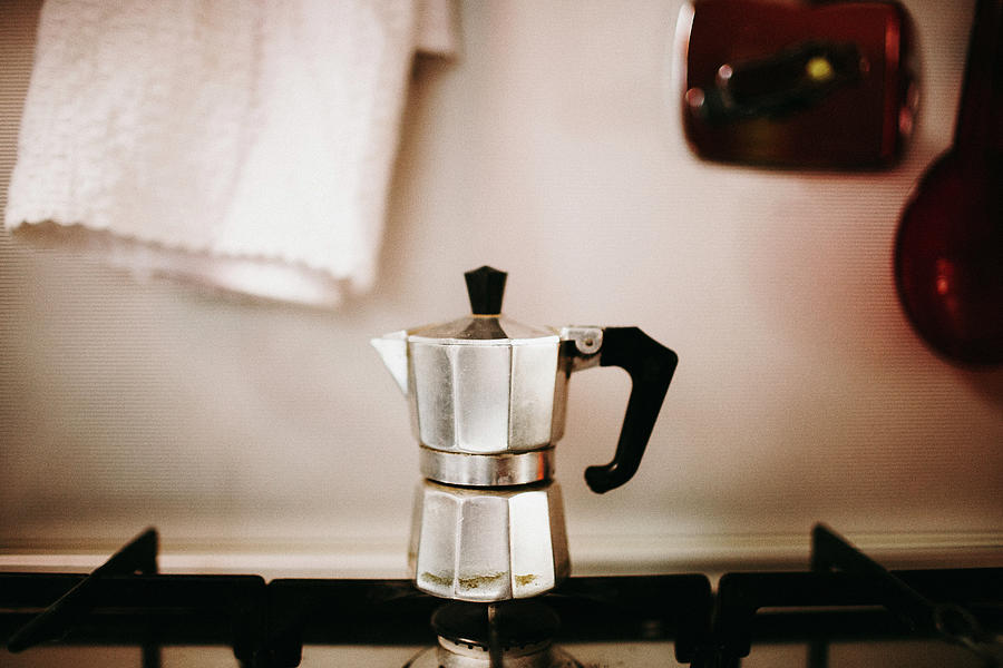Espresso Pot On A Gas Stove Photograph by Sophia Schillik