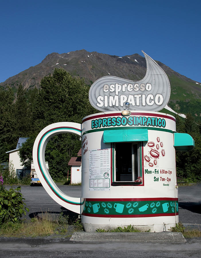 Espresso Simpatico Coffee Shop, Seward, Alaska Painting by 