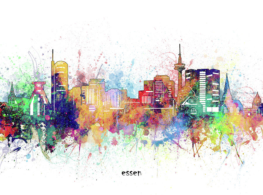 Essen Skyline Artistic Digital Art
