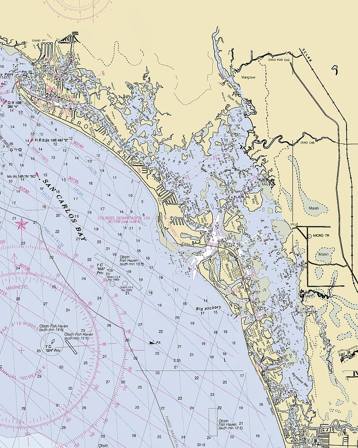 Esterobay florida Nautical Chart _v6 Mixed Media by Sea Koast Fine