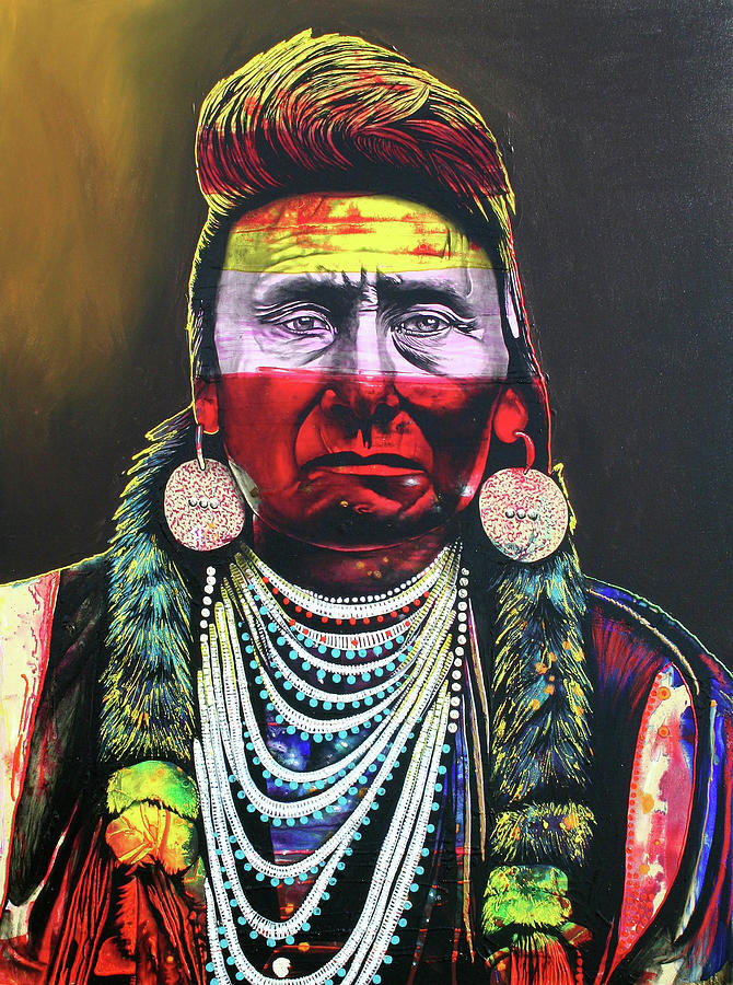 Indian Chief Painting - Eternal Sorrow by Graeme Stevenson Indian Chief Painting - Eternal Sorrow by Graeme Stevenson