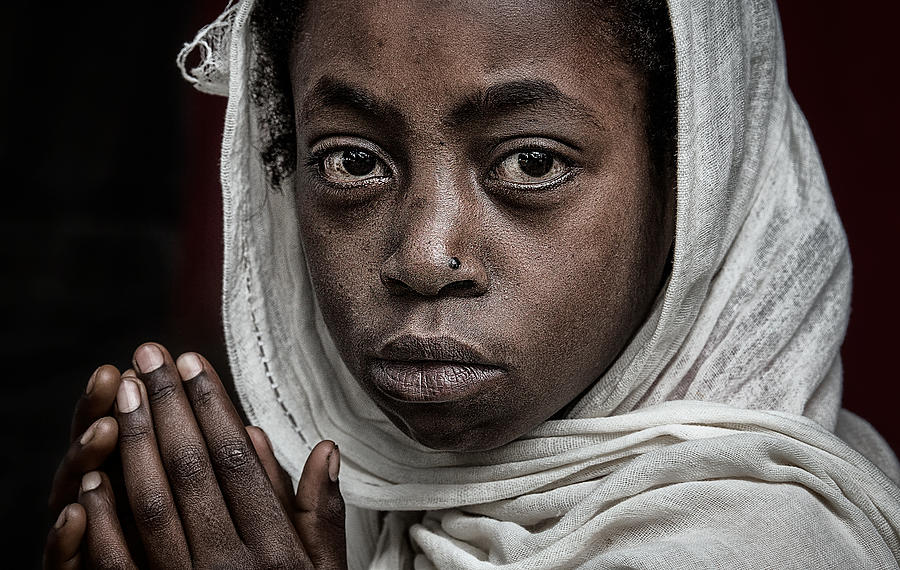 Ethiopian Girl Praying At A Religious Ceremony. Photograph by Joxe ...