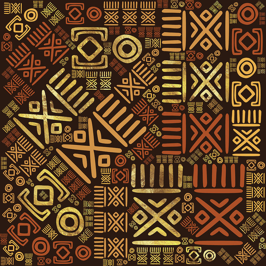 Ethnic African Pattern Browns And Golds 6 Digital Art By Lioudmila