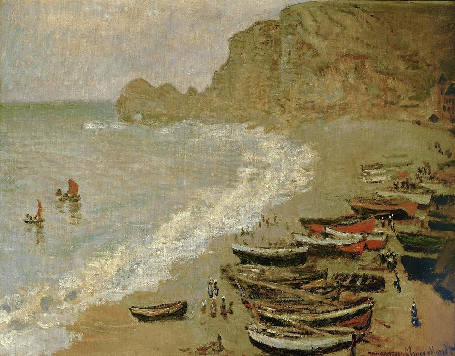 Etretat La plage et port dAmont. Oil on canvas -1883- 66 x 81 cm R. F 1937-42. Painting by Claude Monet -1840-1926-