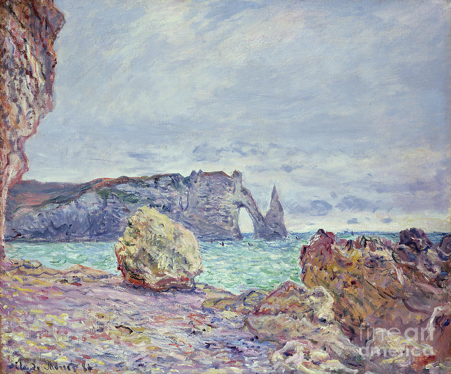 Etretat, The Beach And The Porte Daval, 1884 By Claude Monet Painting by Claude Monet