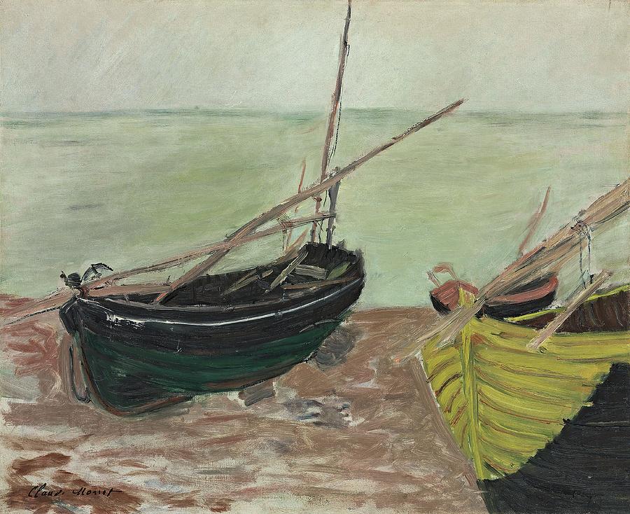 Claude Monet Painting - Etude De Bateaux Sur La Plage Detretat by Claude Monet