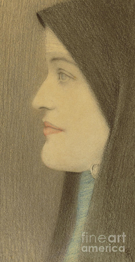 Etude de Femme, circa 1910  Drawing by Fernand Khnopff
