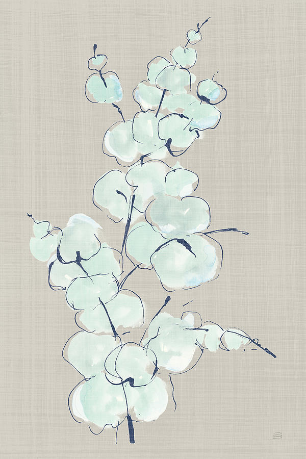 Branch Painting - Eucalyptus Branch Iv Blue Gray by Chris Paschke
