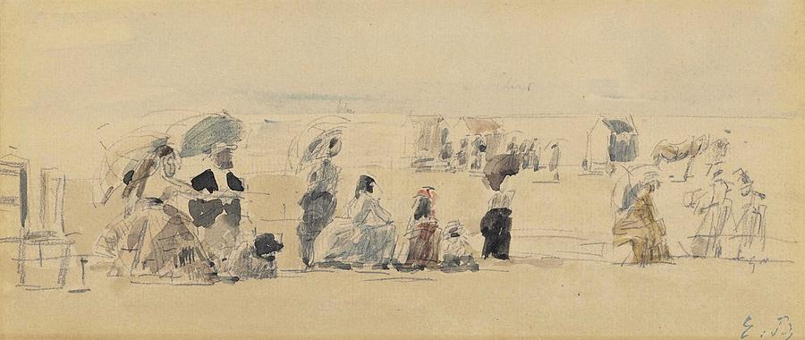 Eugene Boudin  1824-1898  Beach Scene 3 Painting