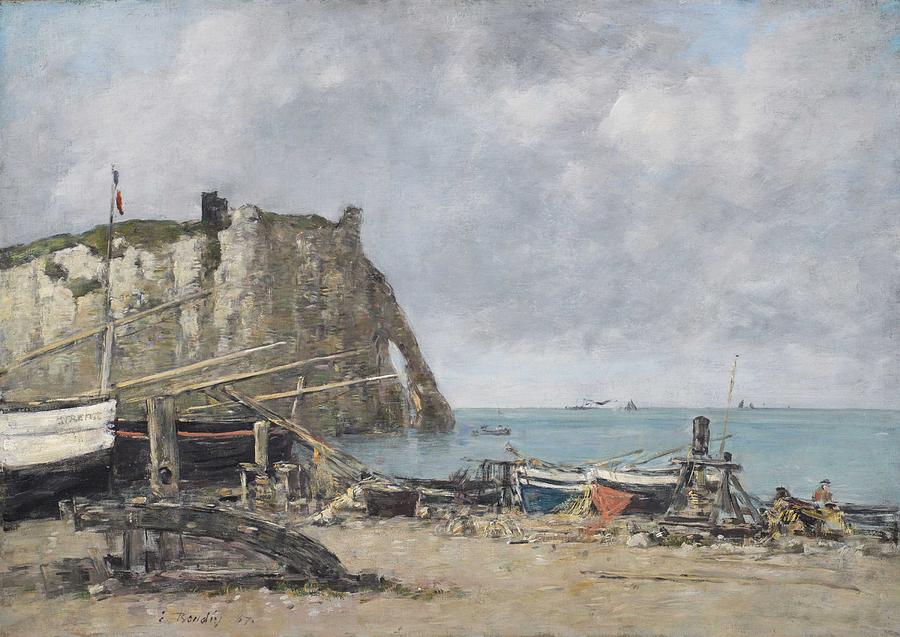 Eugene Boudin - Etretat, the Cliff of Aval, Low Tide Etretat, la ...